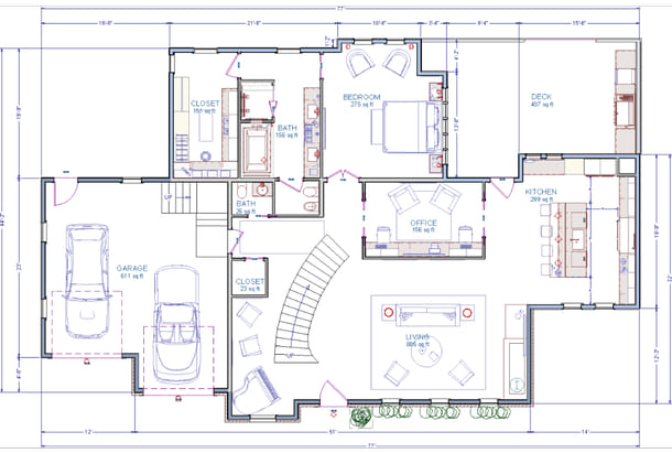 Floor plan with automatic and manual dimensions