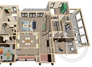 Dollhouse view to visualize floor plan and space planning video