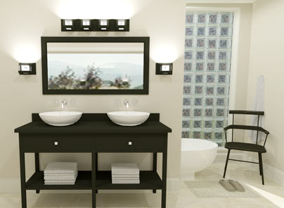 Master Bathroom vanity with lighting and mirror