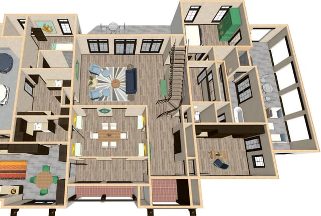 Dollhouse view to visualize floor plan and space planning video