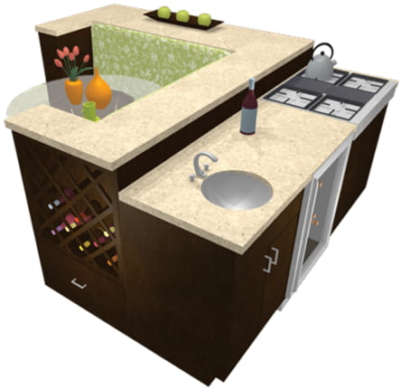 Kitchen Island with built-in sitting booth.