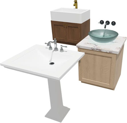 A collection of sinks.