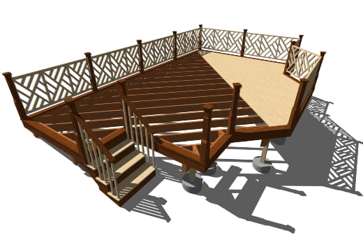 A cutaway of deck planking and framing below it
