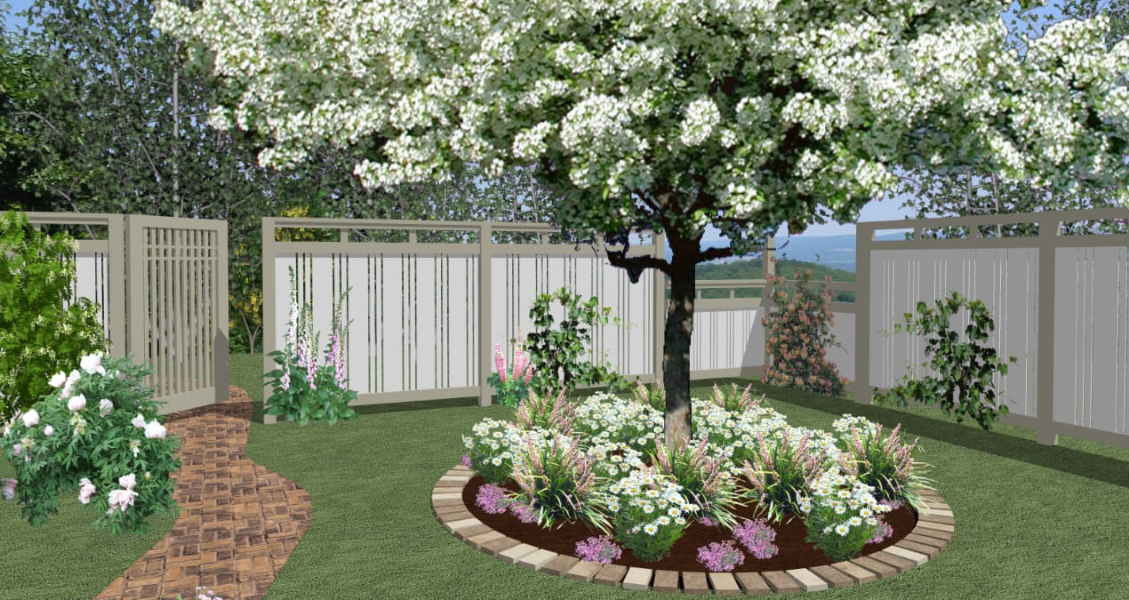 A fenced in backyard