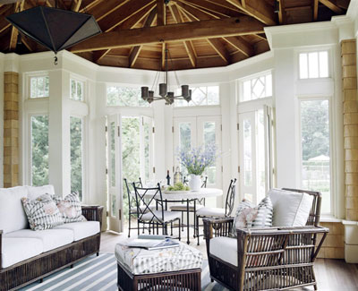 naturally wood finished ceiling beams