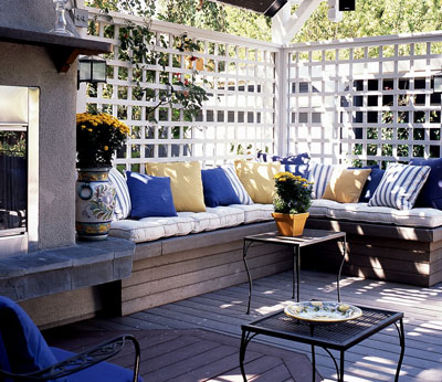 Deck with outdoor seating built in