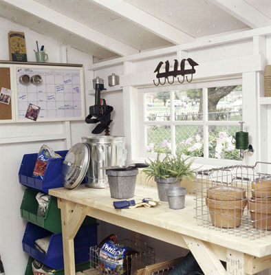 Planting workstation with several pots