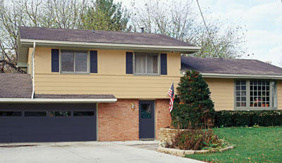 Exterior view of a split-level house