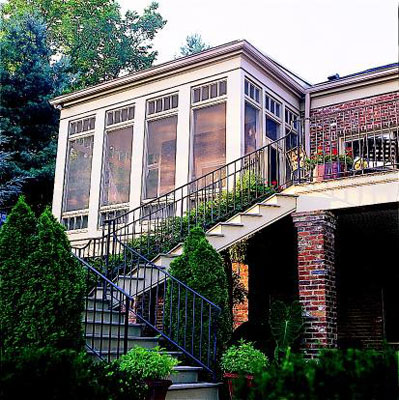 An exterior view of a sun room