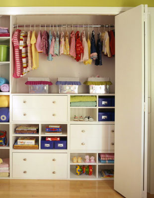 An organized little kids closet