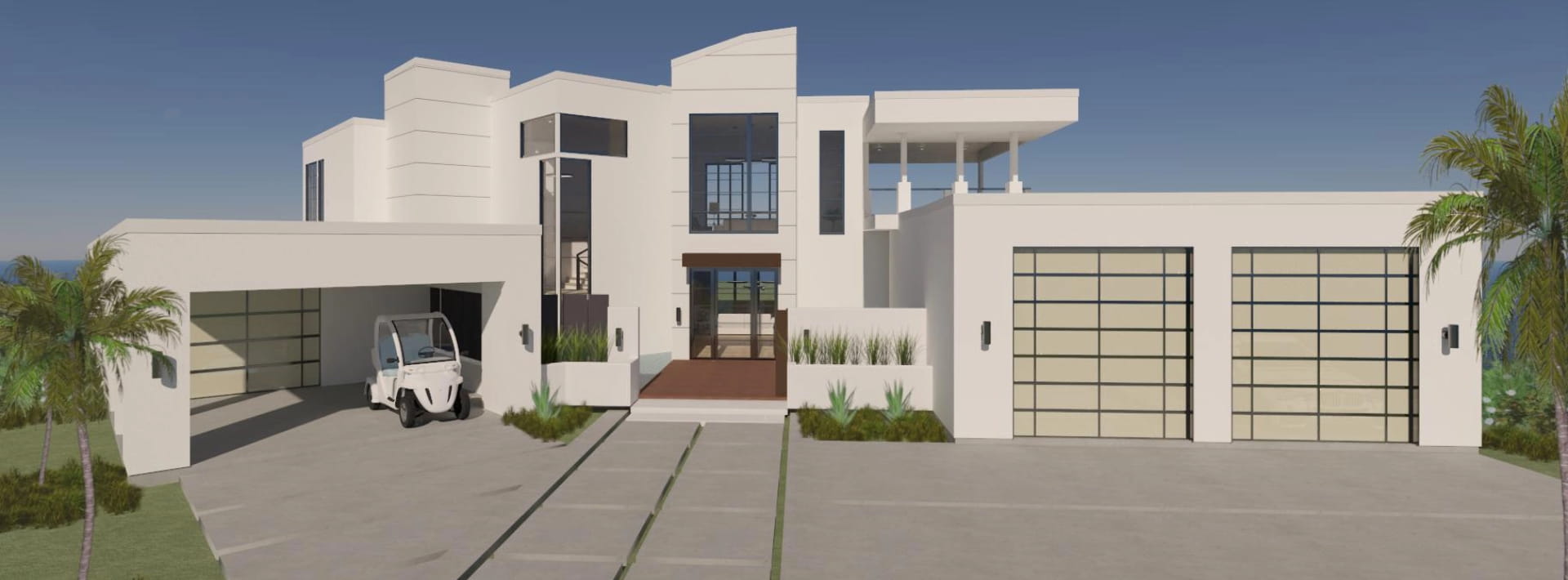 3D physically based rendering of a home exterior