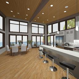 An interior rendering of the Breckenridge kitchen.