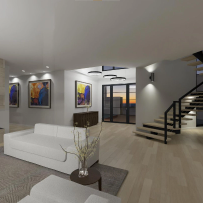 Interior rendering of the Tucson living room.