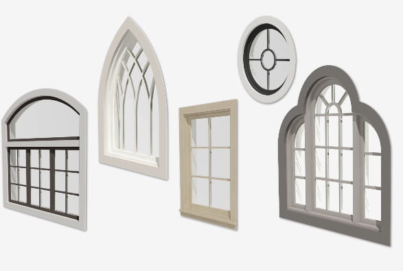 Line-up of different window types.