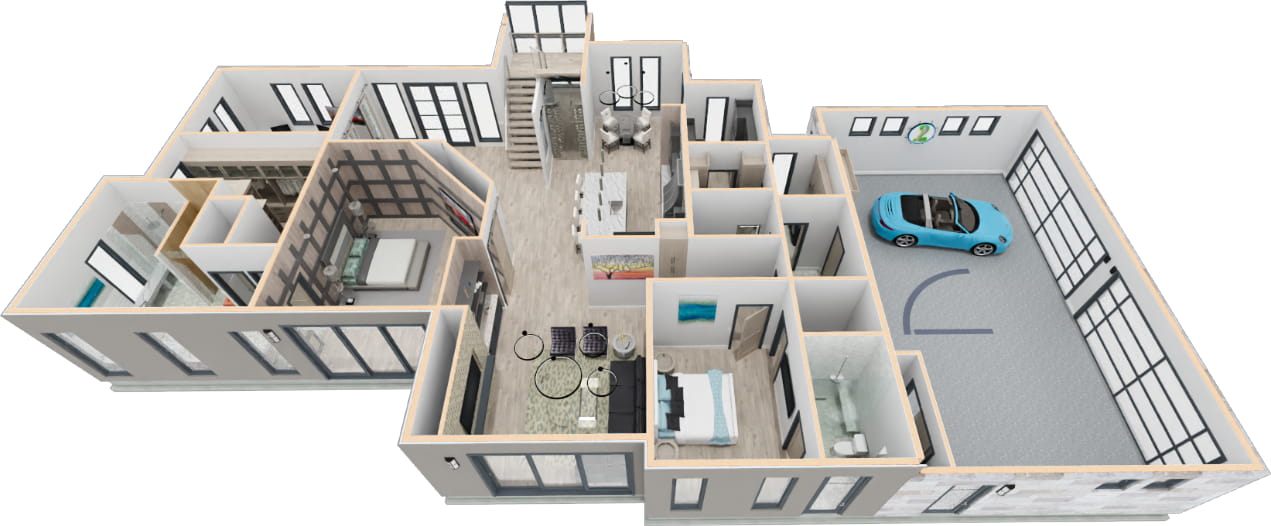 Dollhouse view of the Tucson home design.