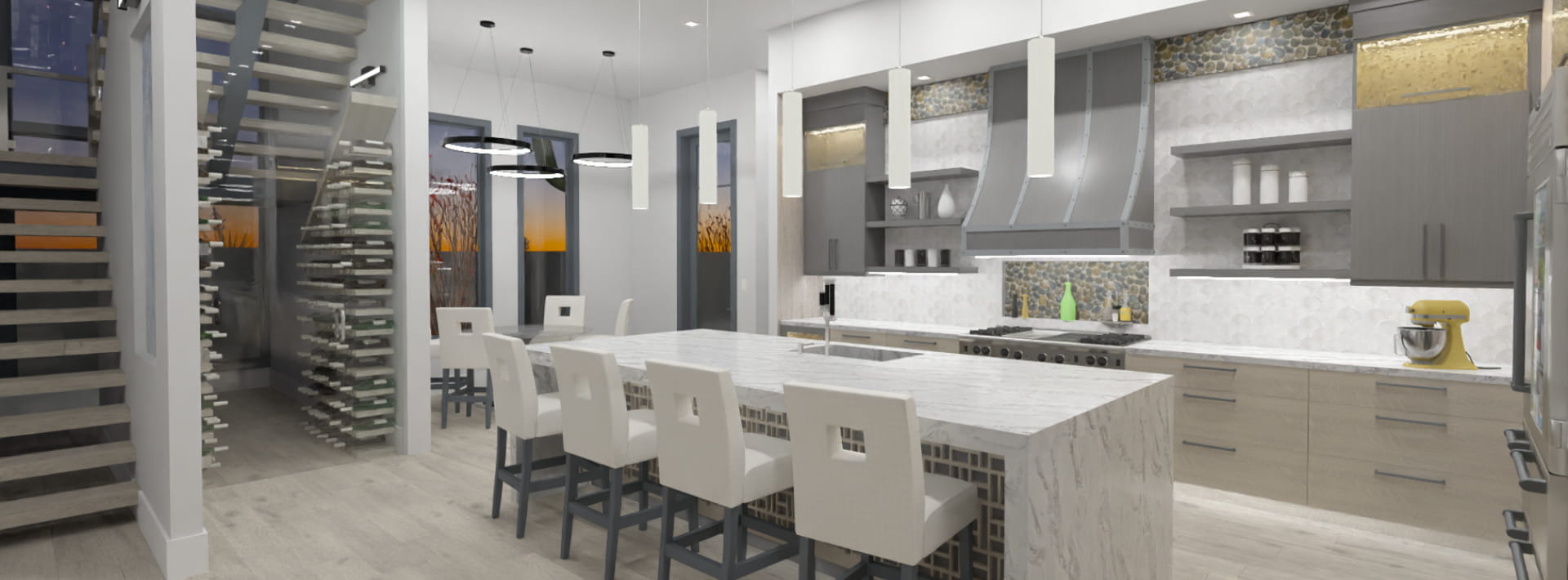 Kitchen rendering of the Tucson home design.