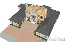 一幅大型庄园住宅的图像，从上面看，第一层是屋顶，中部是裸露的椽子，里面有家具。＂data-pagespeed-url-hash=