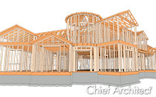 矢量线图展示了一个大房子的木制框架，也具有山墙屋顶、塔楼和基础。＂data-pagespeed-url-hash=