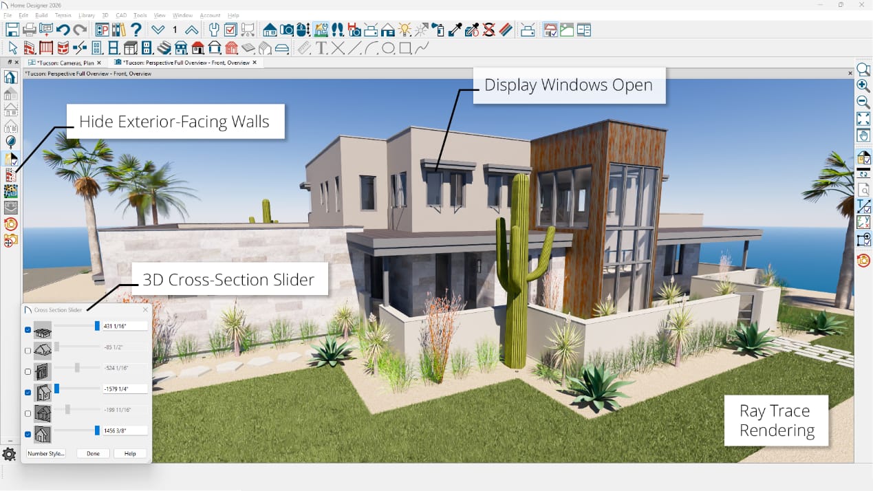 3D rendering of a southwest modern home.